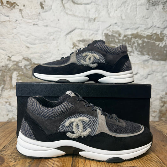 Chanel CC Black Grey Tweed Sneaker Sz 8.5 (41.5)