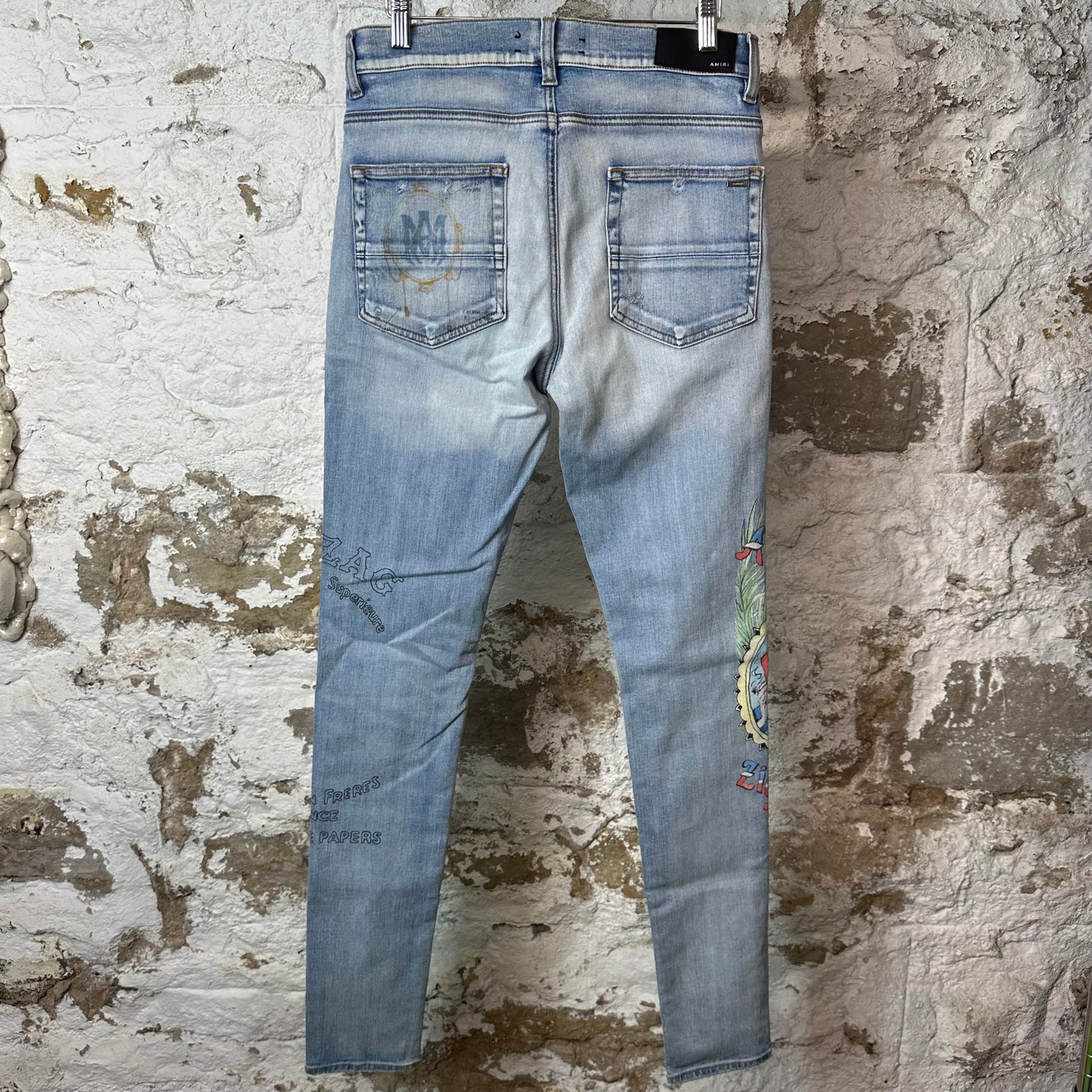 Amiri Zig Zag Light Blue Denim Jeans Sz 31