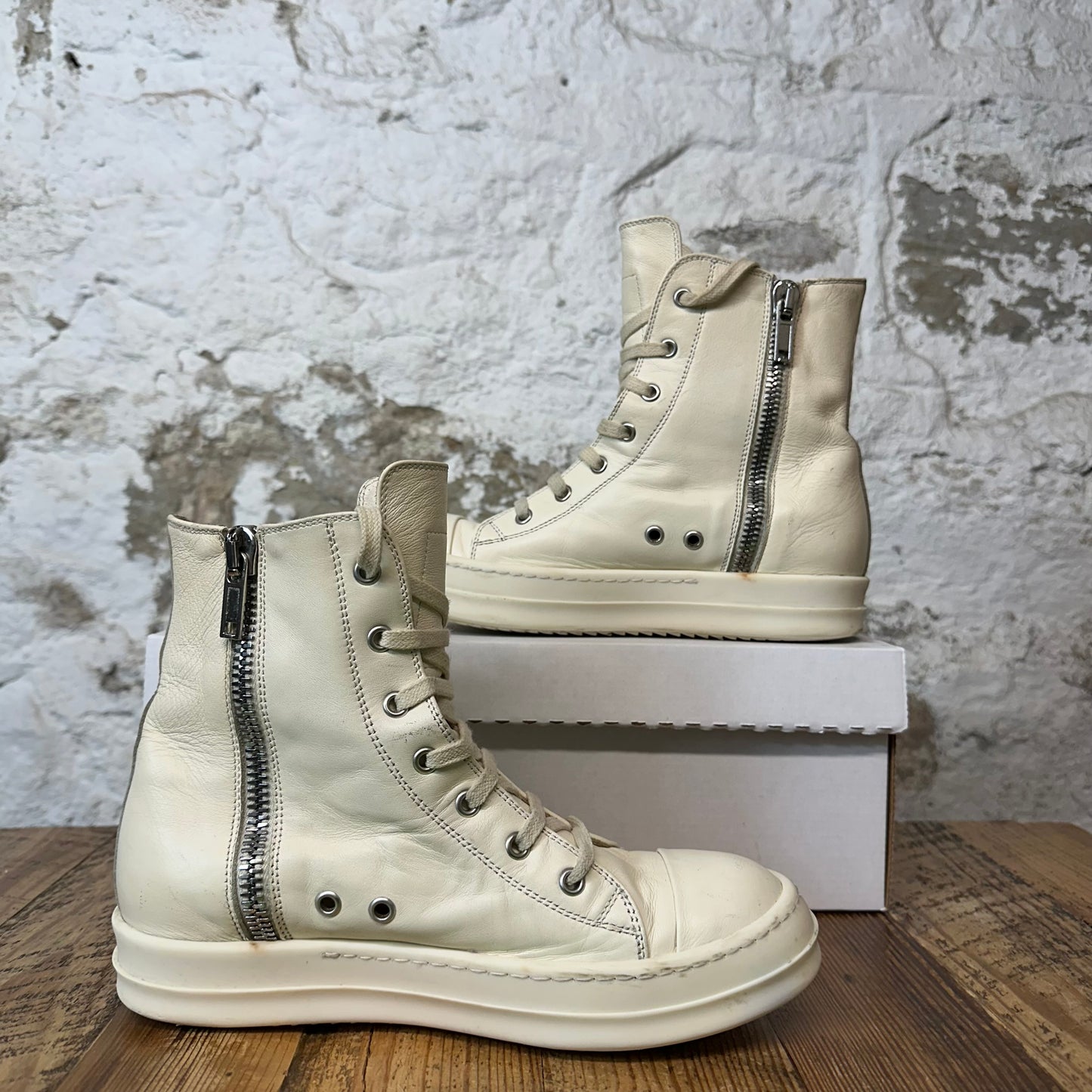 Rick Owens High Natural Milk Sneaker Sz 6 (38)