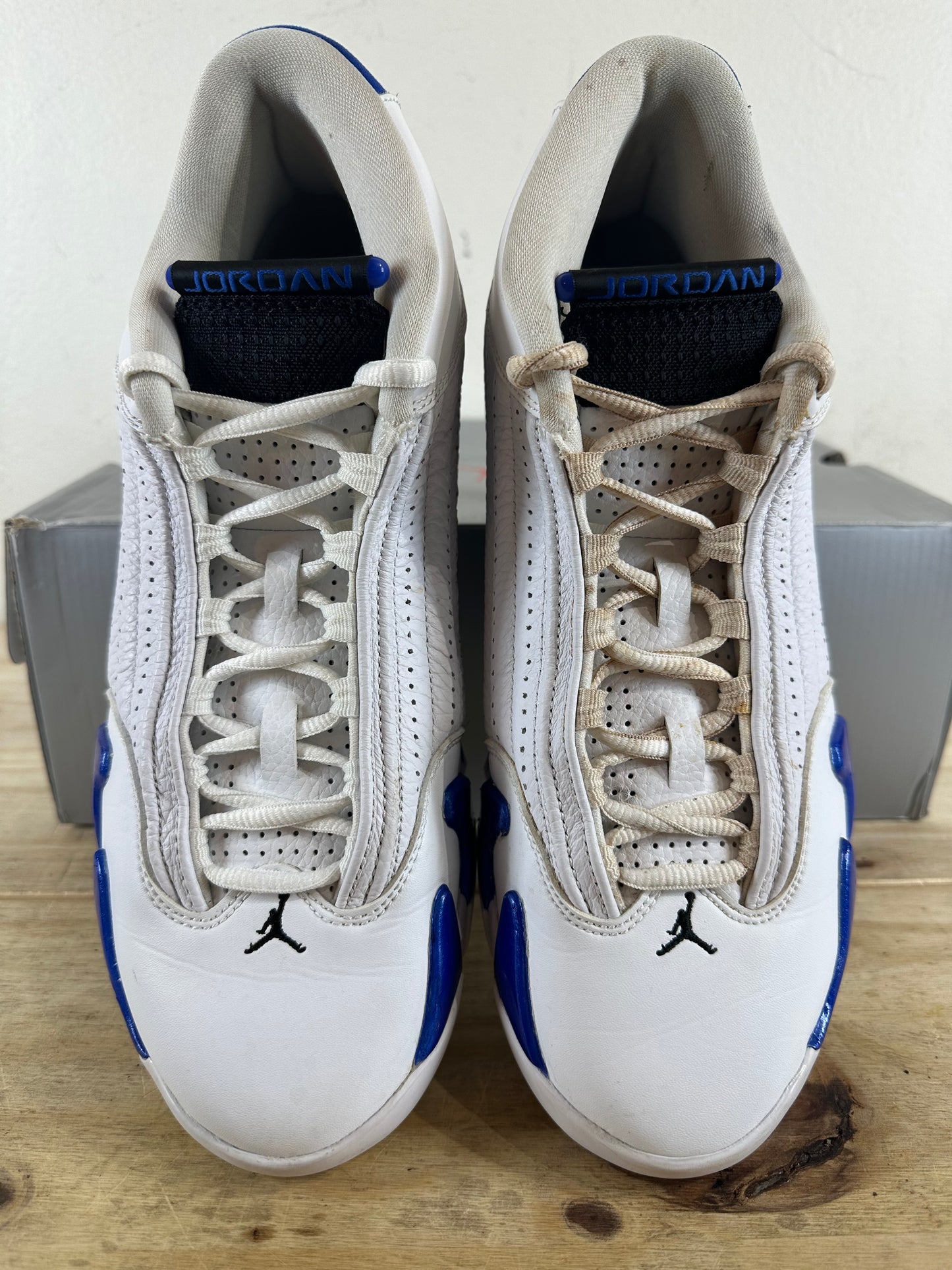 Air Jordan 14 White Hyper Royal Sz 9.5