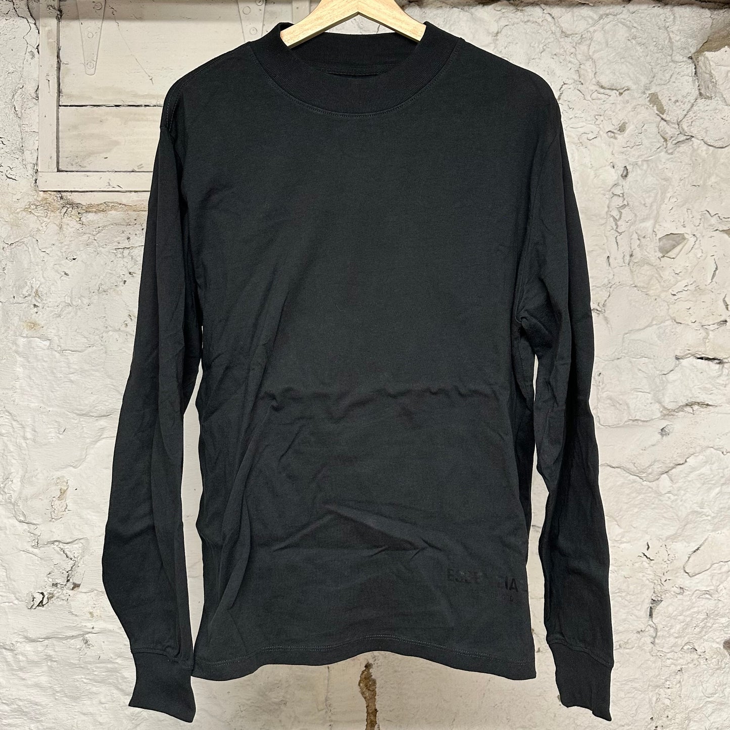 Fear of God Essentials Back Spellout Black L/S T-Shirt Sz S