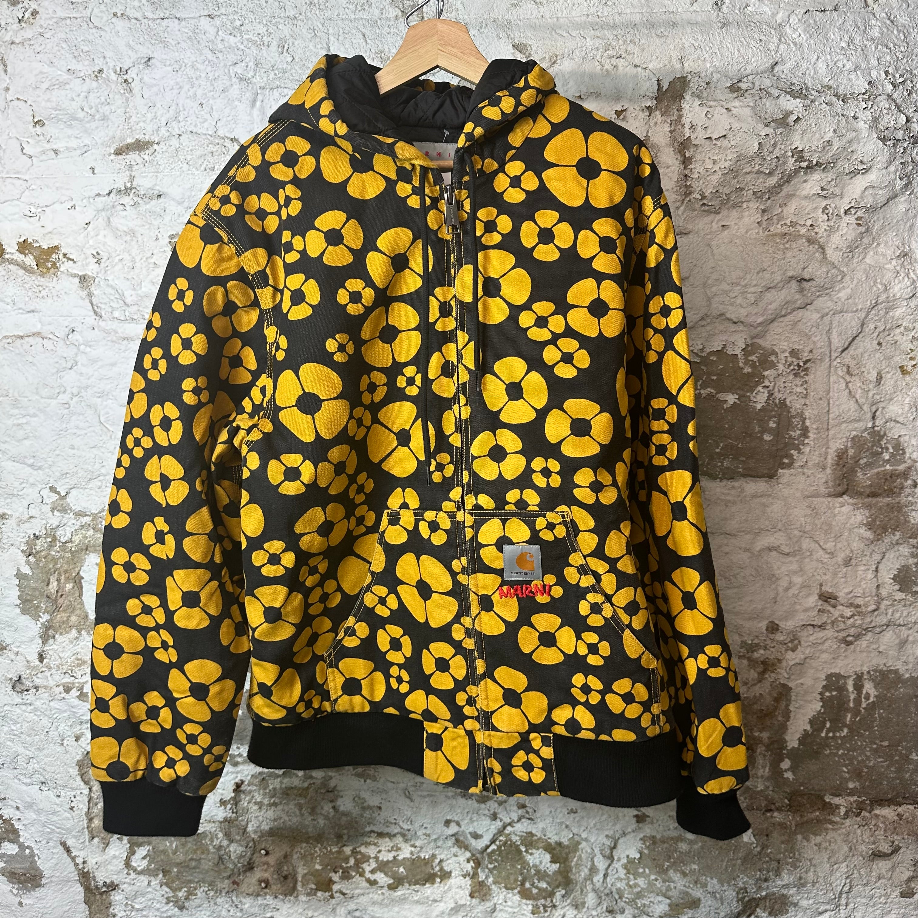 Marni Carhartt WIP Yellow Floral Black Jacket Sz L