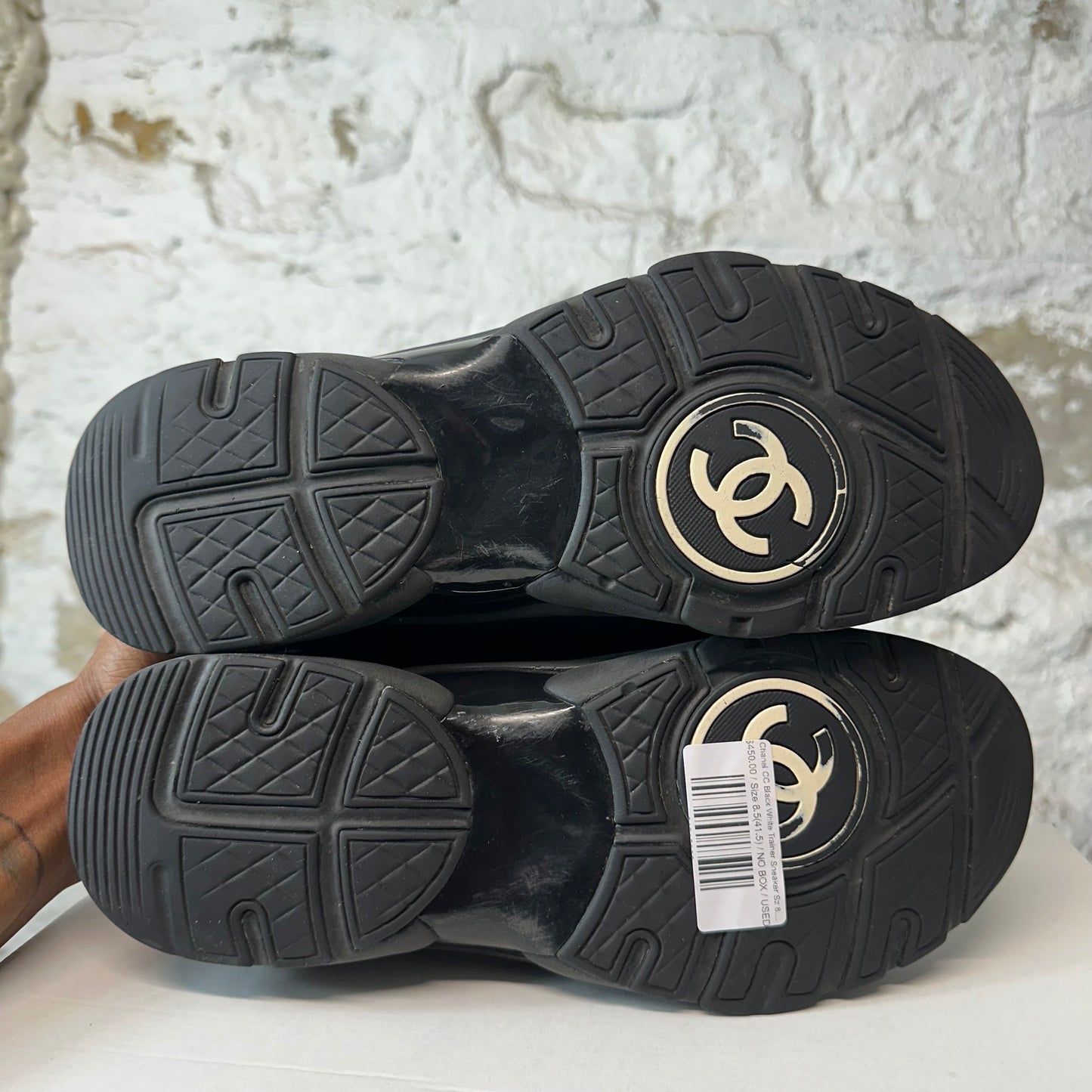 Chanel CC Black White Trainer Sneaker Sz 8.5 (41.5)