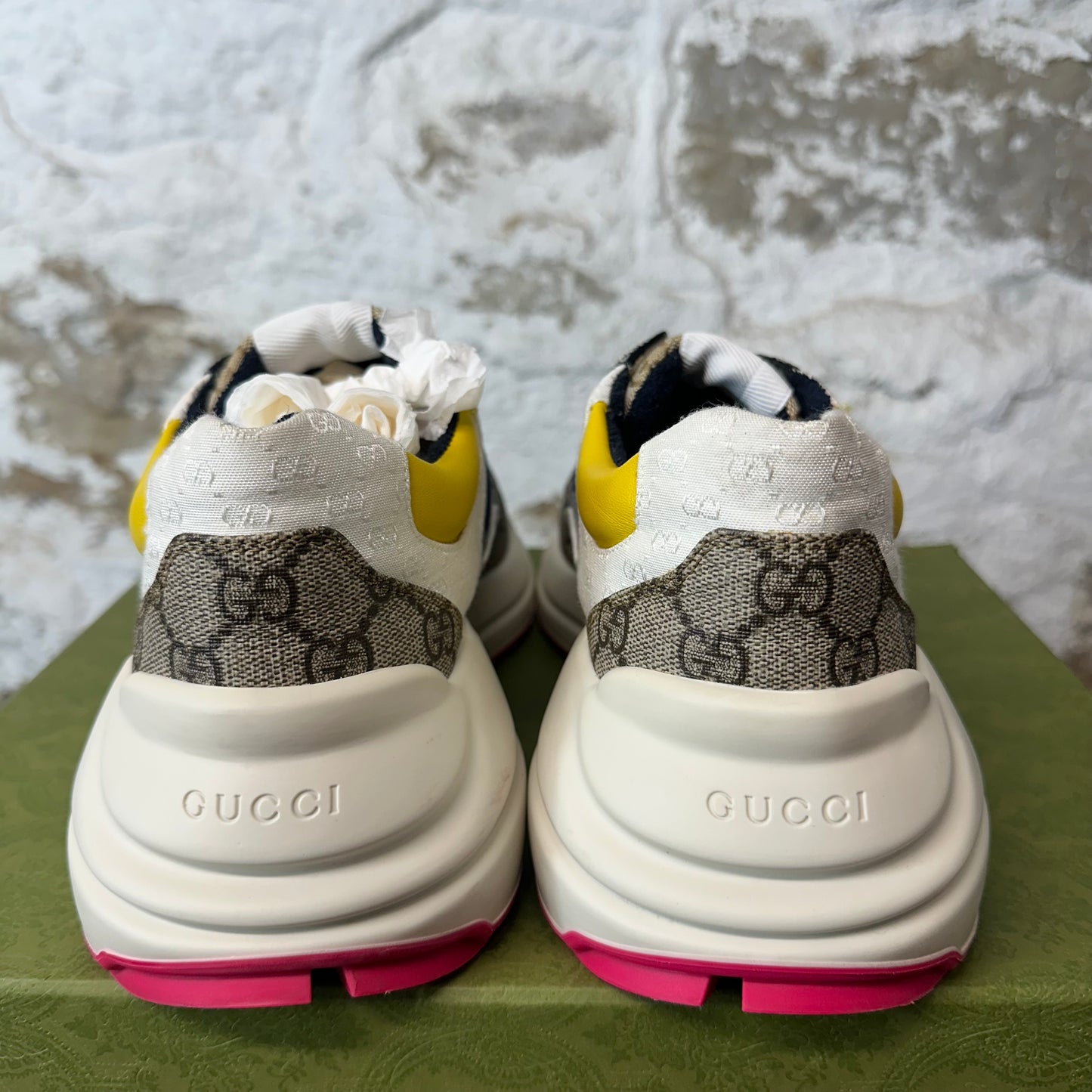 Gucci Rhyton Multicolor GG Monogram White Sneaker Sz 9.5