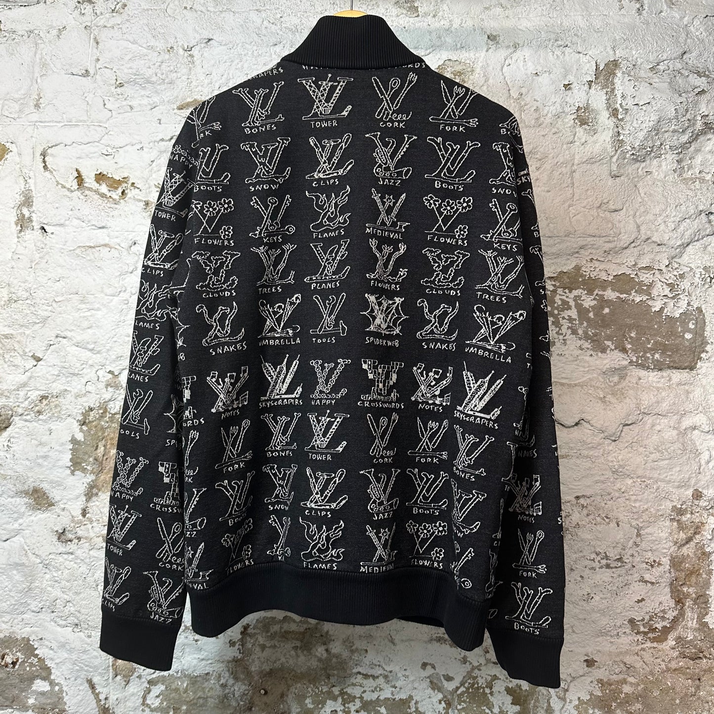 Louis Vuitton Cartoon Jacquard Zip Up Jacket Black Sz L