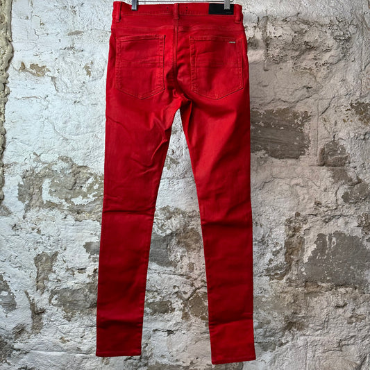 Amiri MX1 Red Leather Red Denim Jeans Sz 32