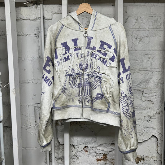 Vale Army of Dreams Grey Purple Zip Up Hoodie Sz S