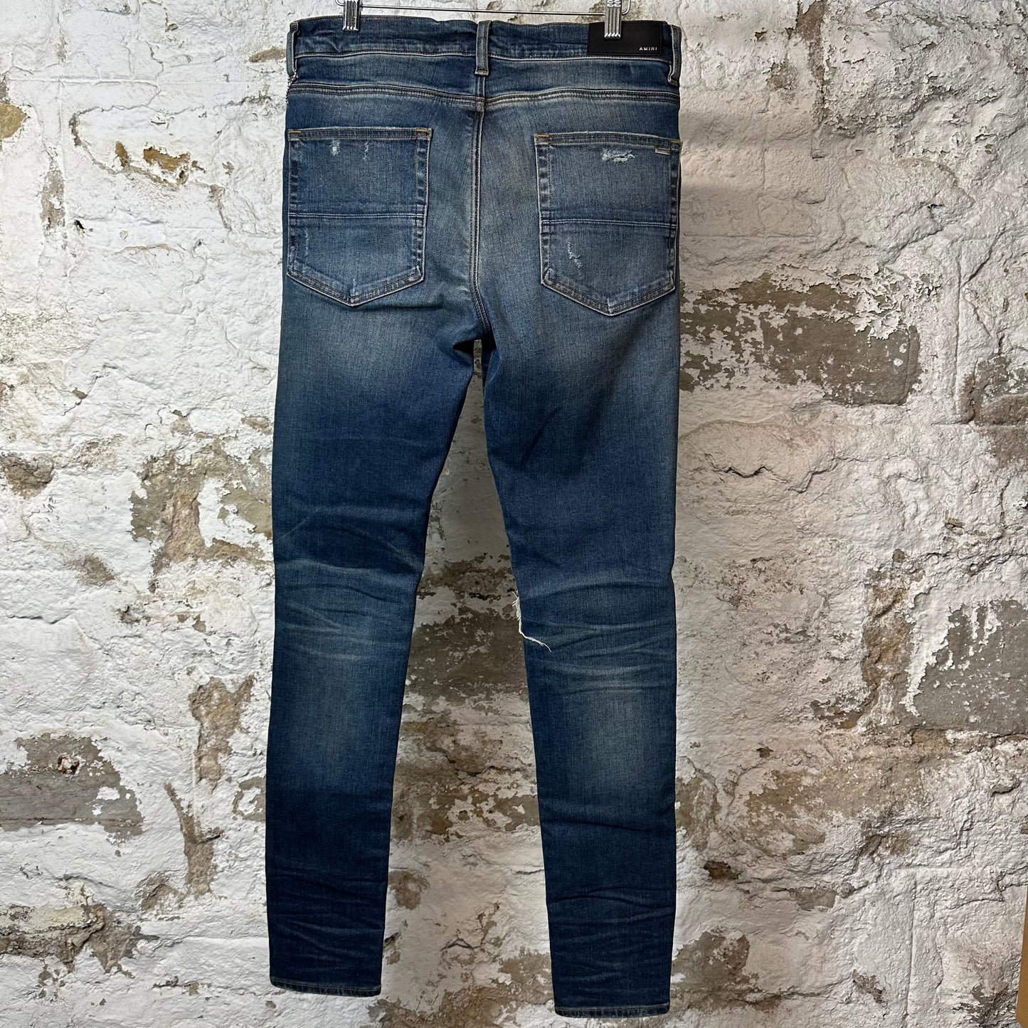 Amiri MX1 Blue Plaid Dark Blue Denim Jeans Sz 34