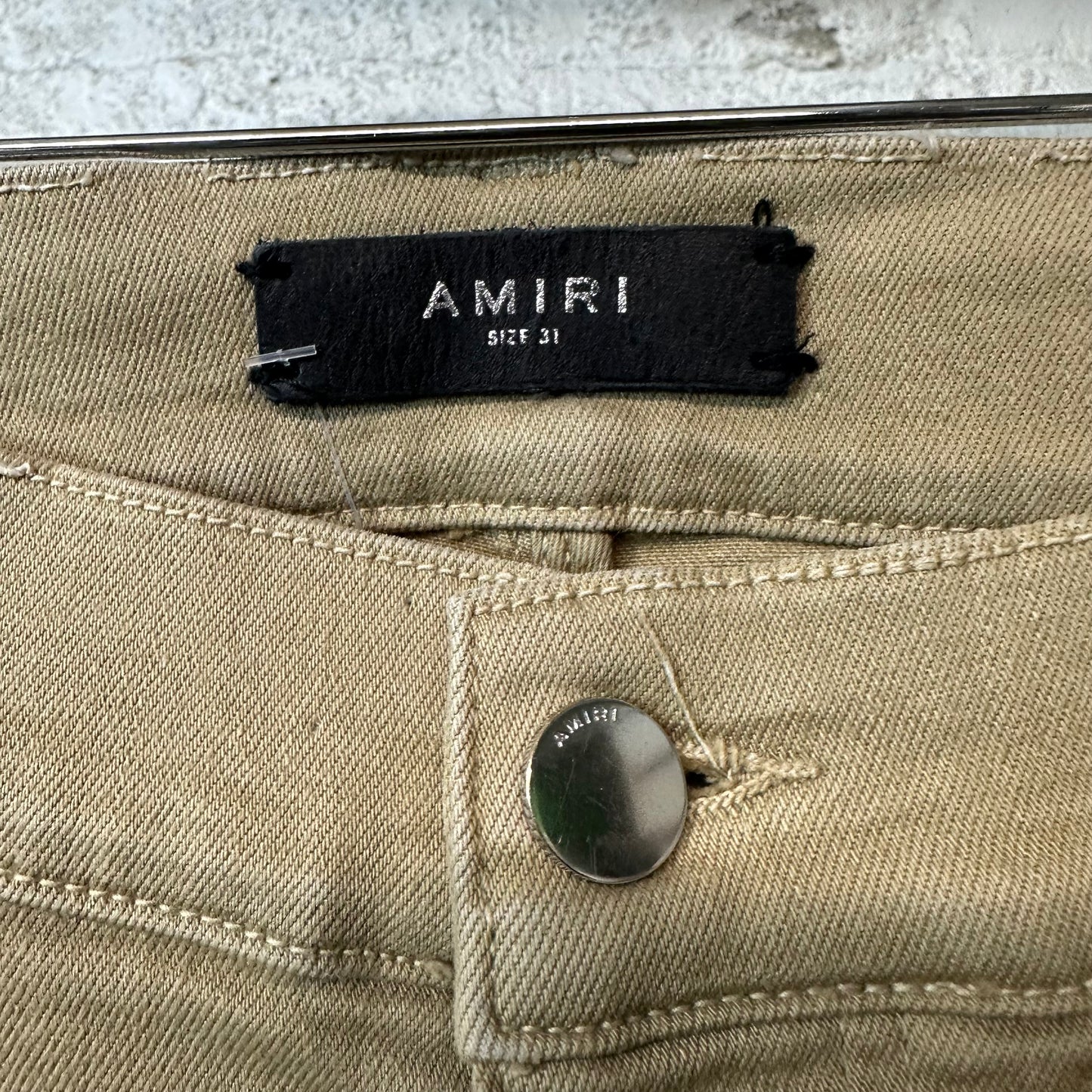 Amiri MX1 Tan Leather Tan Denim Jeans Sz 31