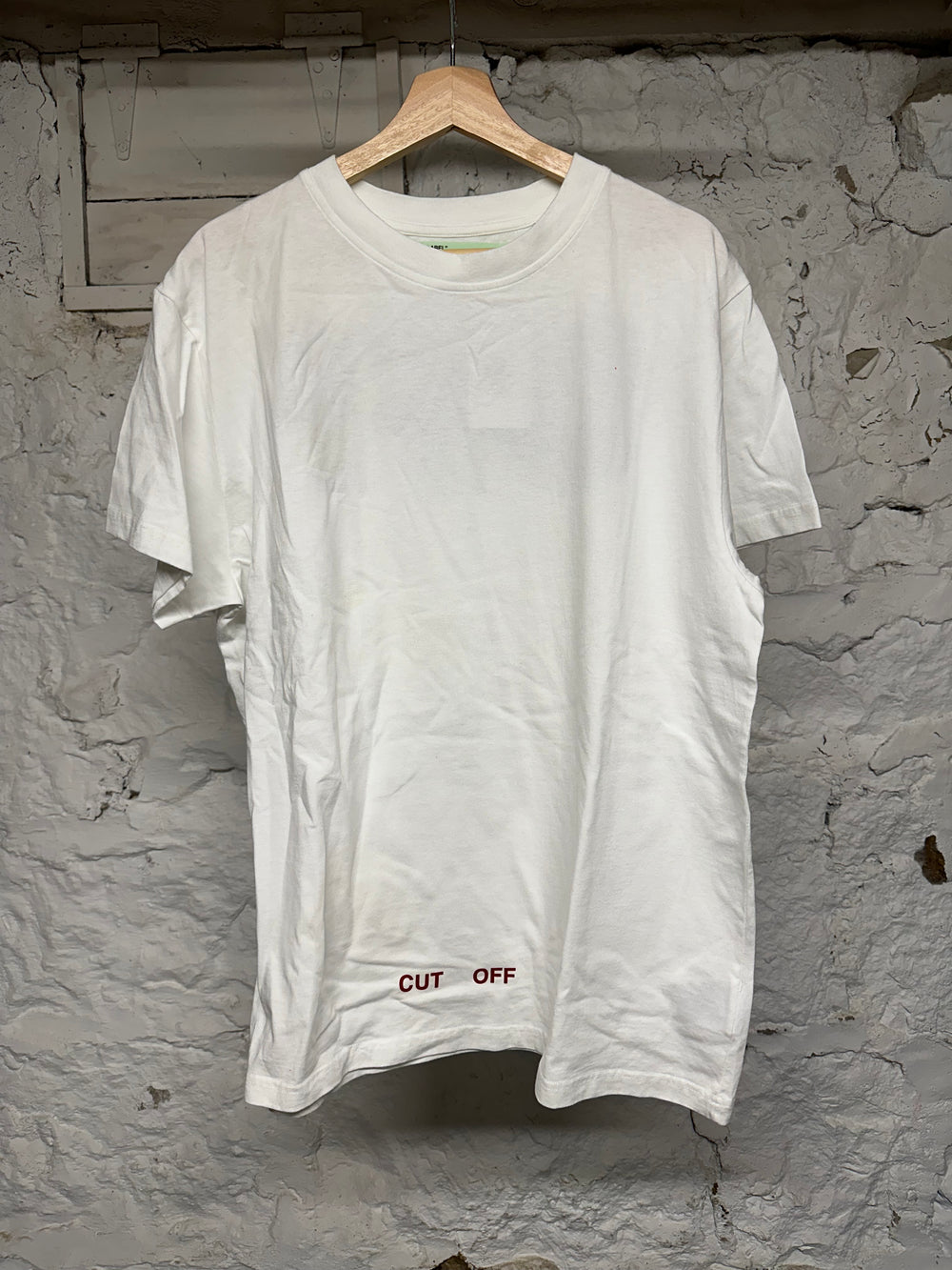 Off-White Cut Off White T-Shirt Sz M