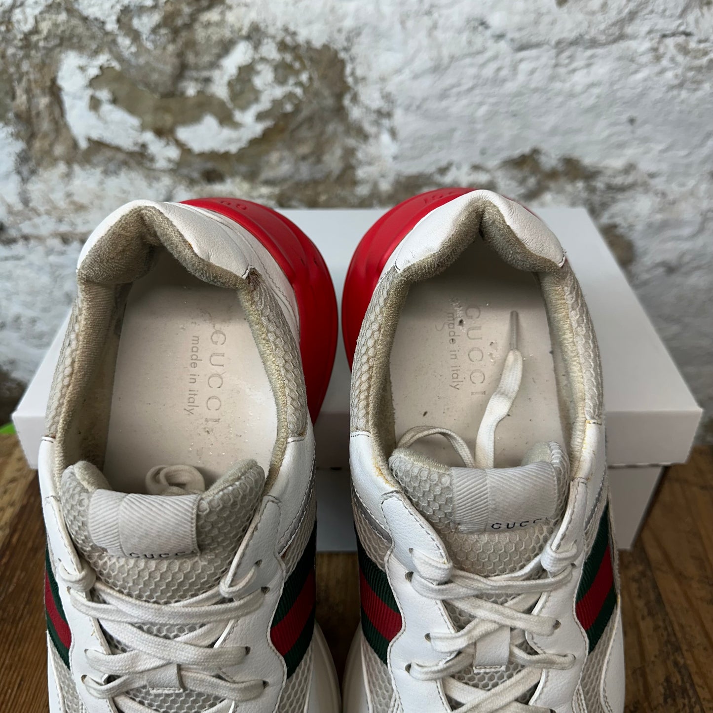Gucci Rython White Red Sneaker Sz 12 No Box