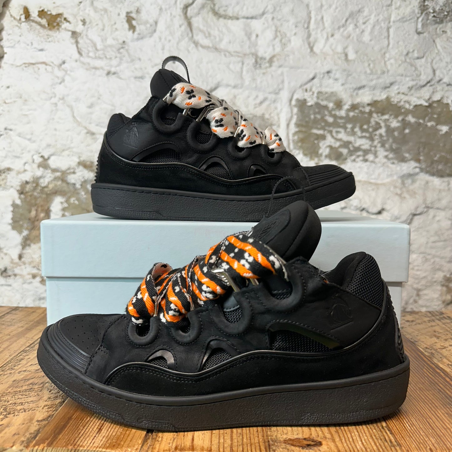 Lanvin Curb Orange White Lace Black Sneaker Sz 10 (43)