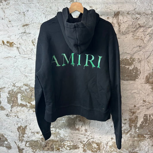 Amiri Green MA Logo Black Hoodie Sz S