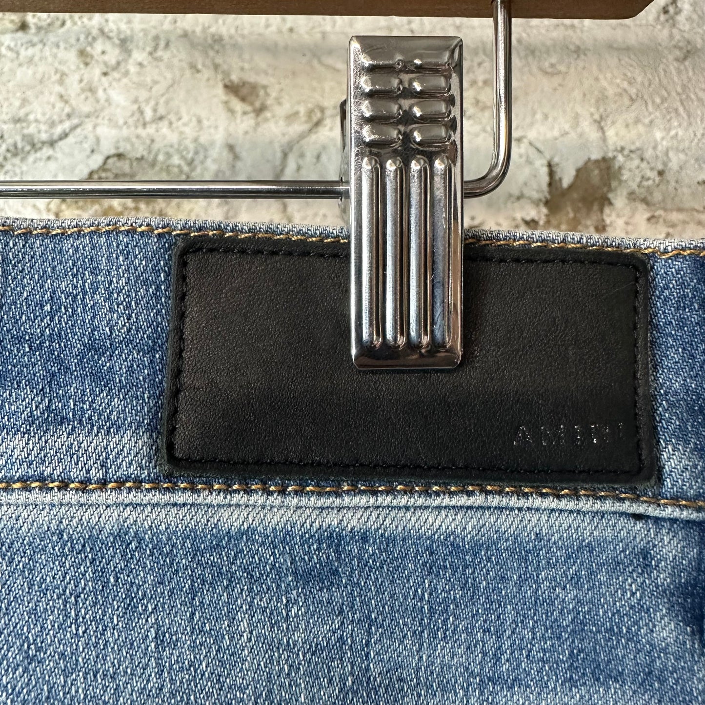 Amiri MX1 Brown Suede Blue Denim Jeans Sz 34