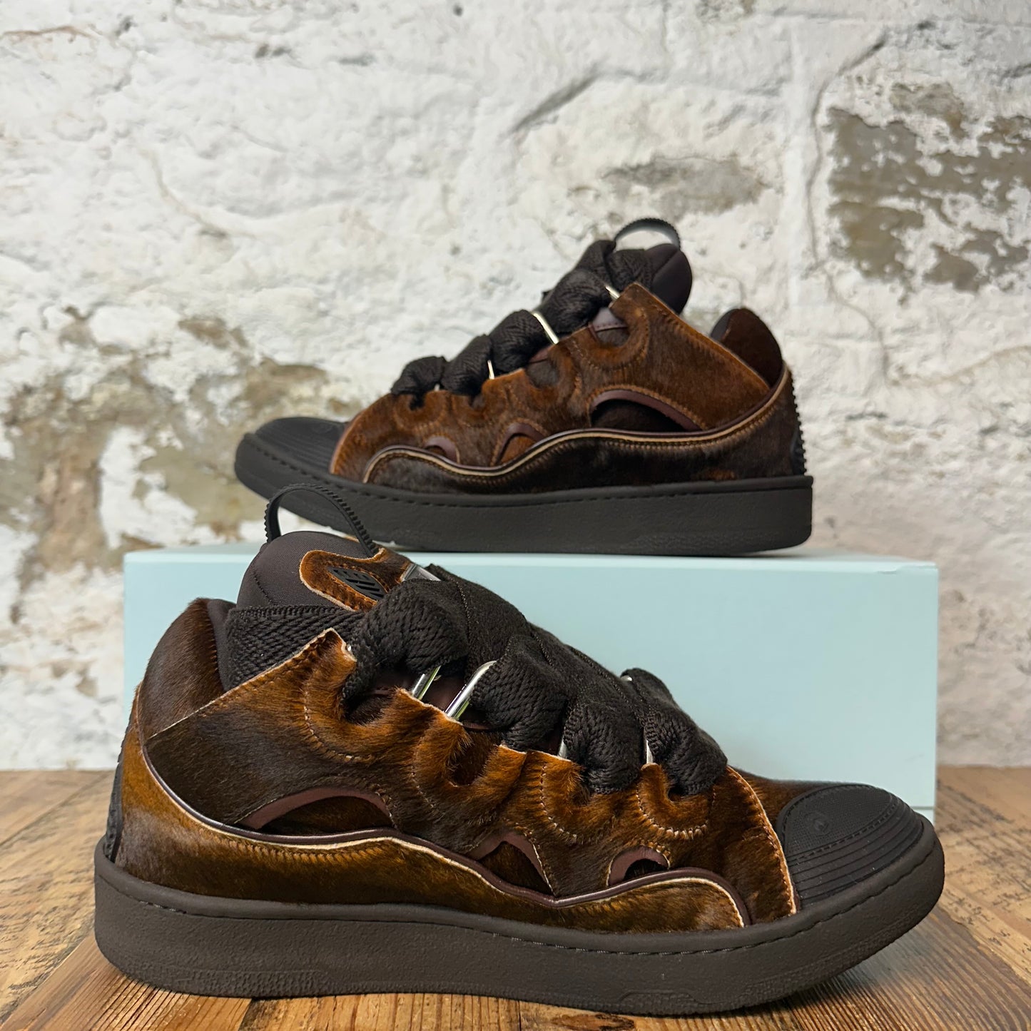 Lanvin Curb Brown Pony Hair Sneaker