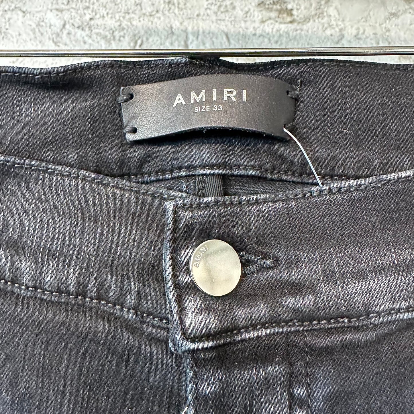 Amiri MX1 Camo Patch Black Denim Jeans Sz 33