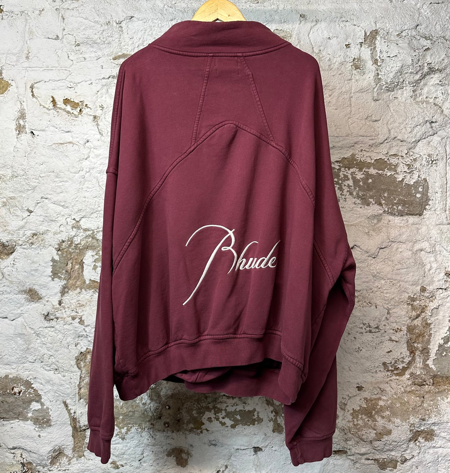 Rhude 1/4 Zip Maroon Sweater Sz XL