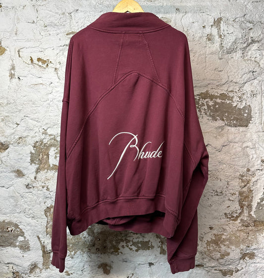Rhude 1/4 Zip Maroon Sweater Sz XL