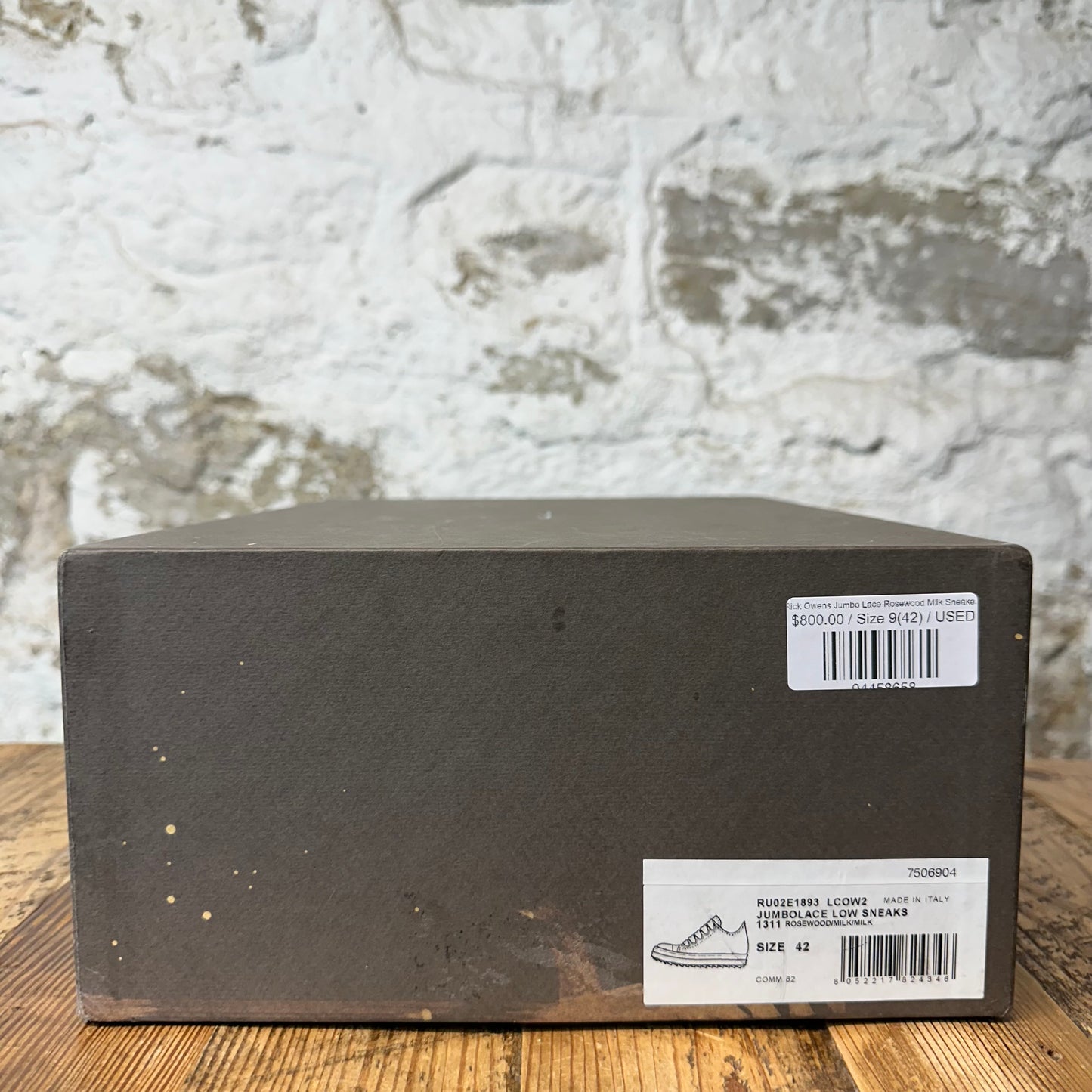 Rick Owens Jumbo Lace Rosewood Milk Sneaker Sz 9 (42)