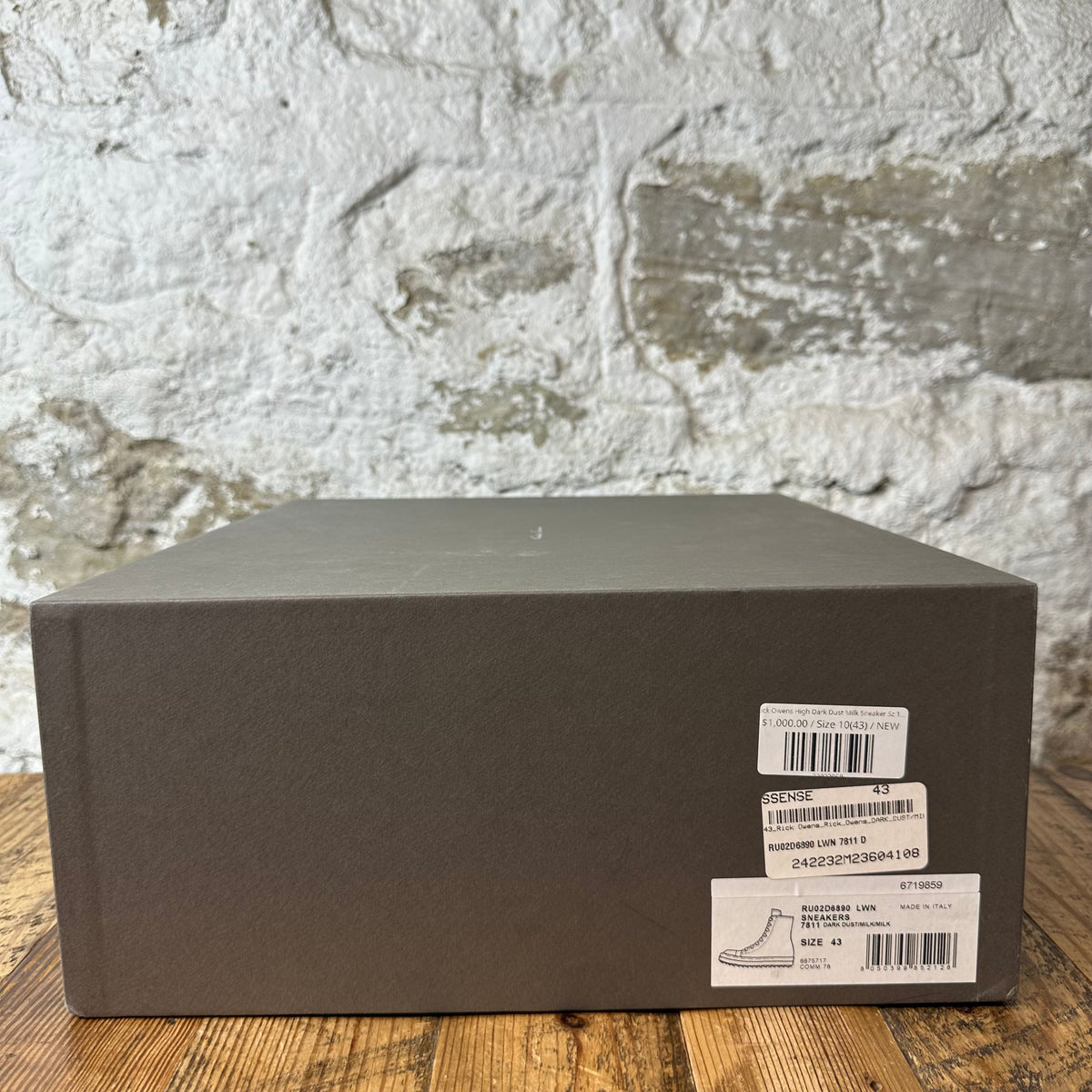 Rick Owens High Dark Dust Milk Sneaker Sz 10 (43) DS
