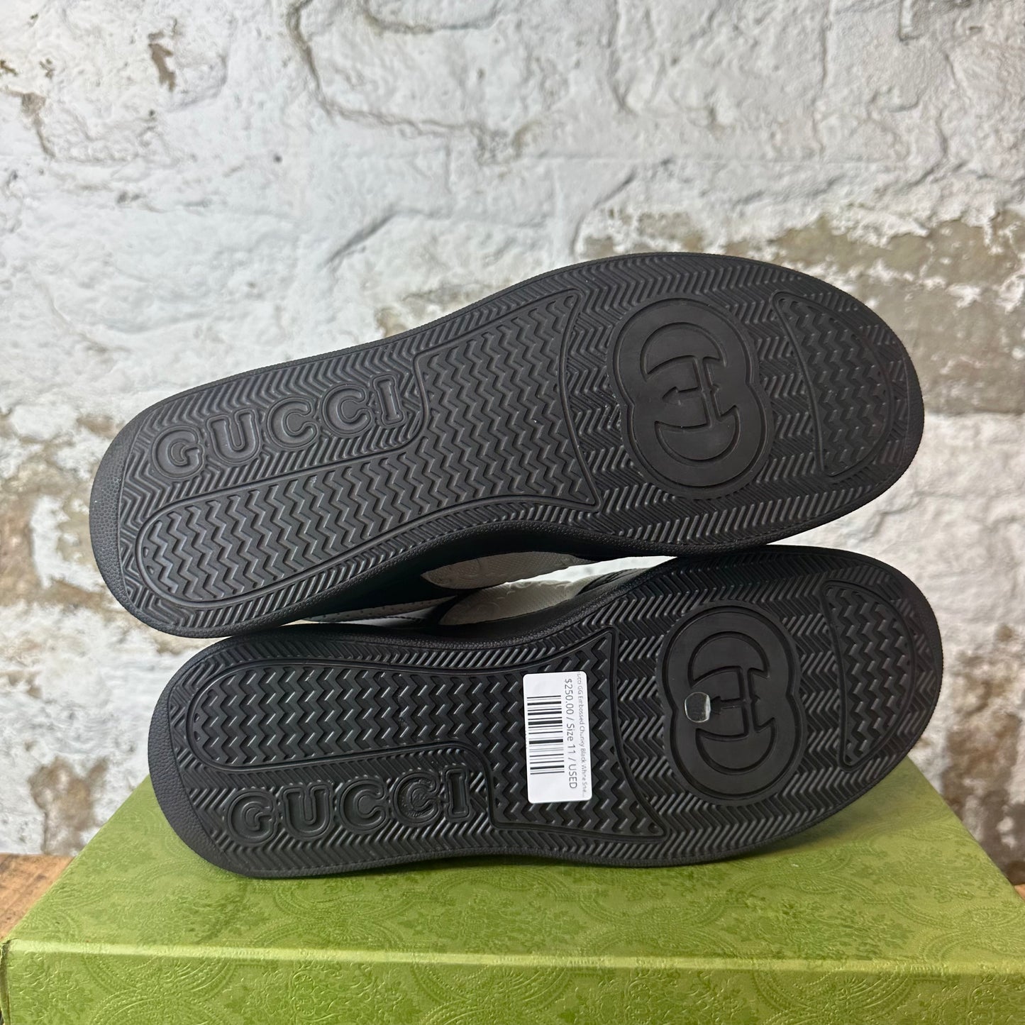 Gucci GG Embossed Chunky Black White Sneaker Sz 11