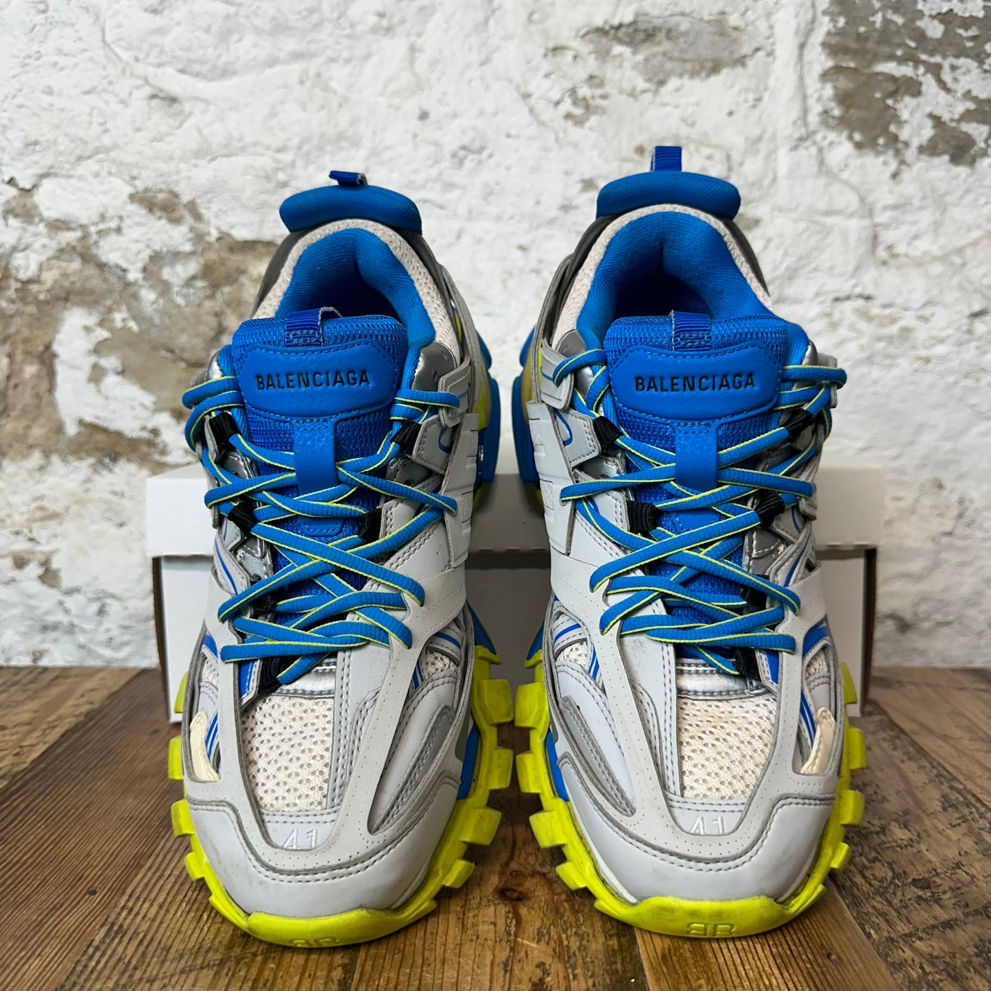 Balenciaga Track Runner Gray Blue Yellow Sneaker Sz 8 (41) No Box