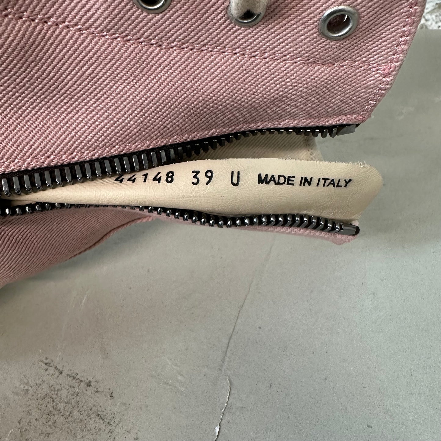 Rick Owens High Pink Canvas Abstract Sneaker Sz 6.5 (39)