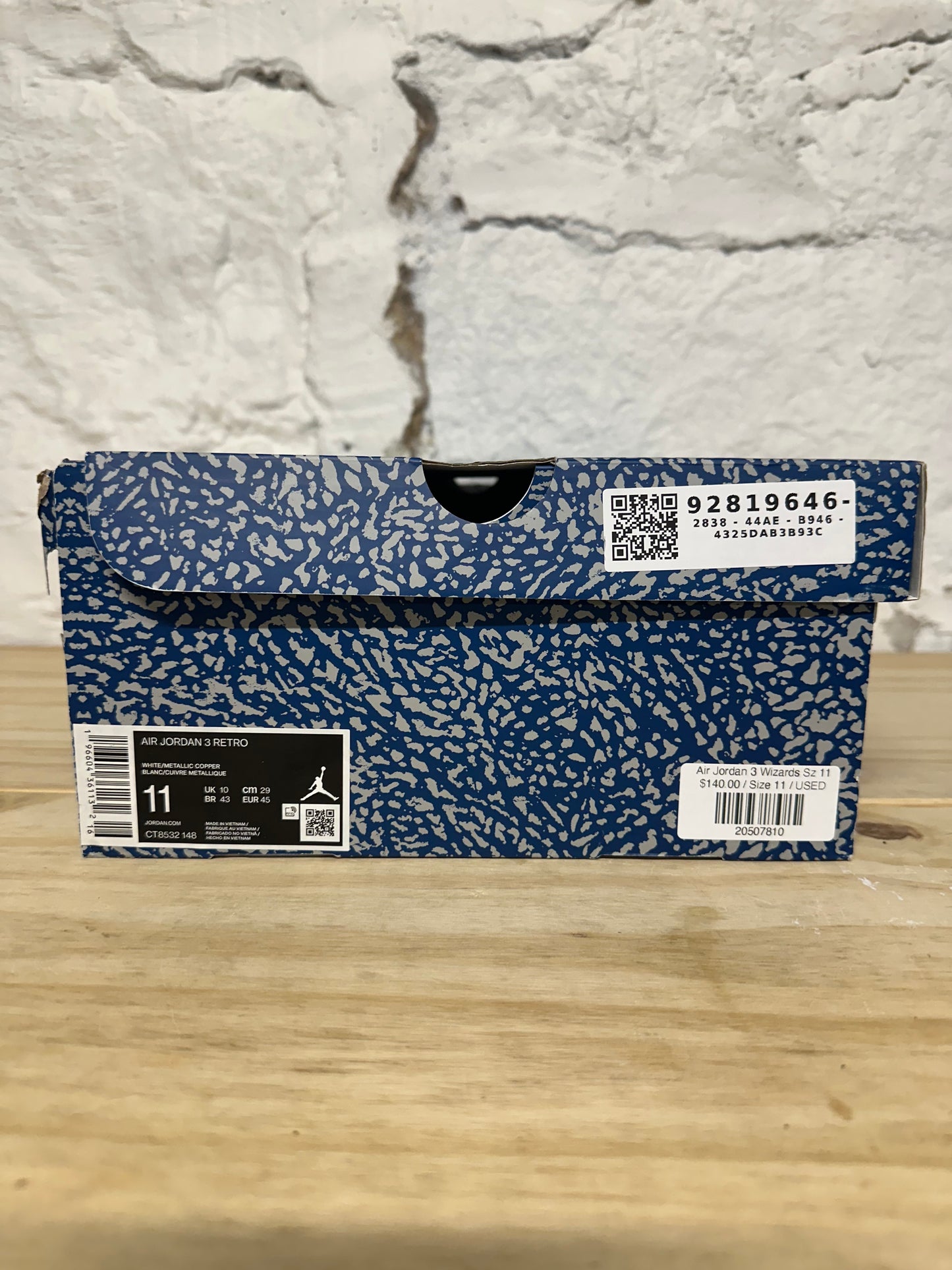 Air Jordan 3 Wizards Sz 11