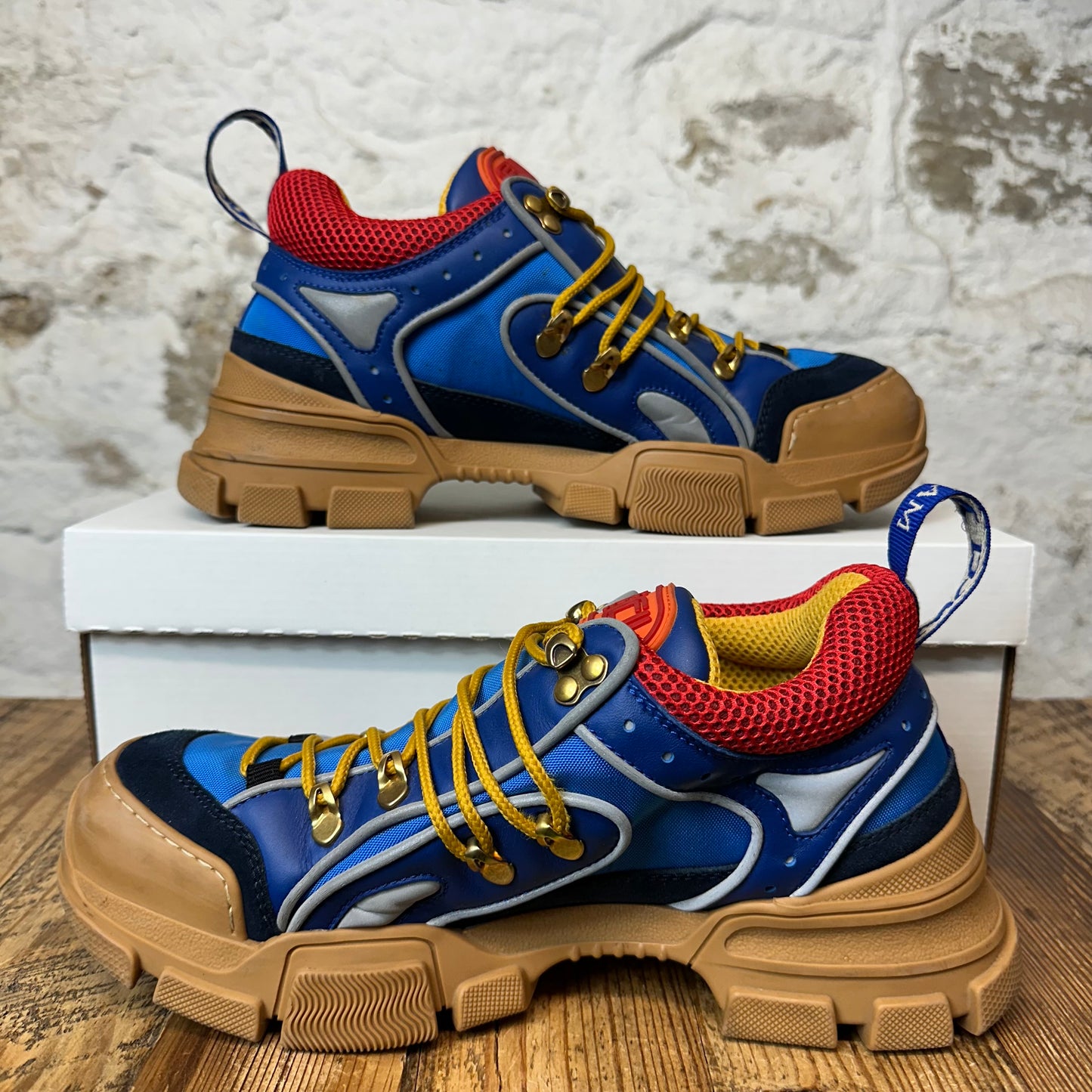 Gucci Flashtrek Red Blue Brown Boot Sneaker Sz 7