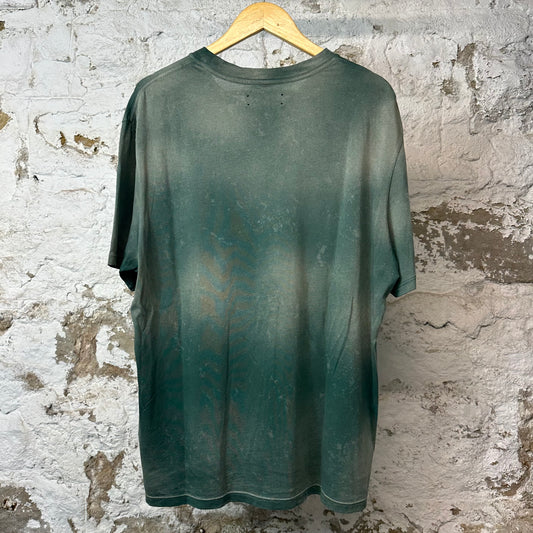 Amiri White Spell Tiger T-shirt Green Dyed Sz L