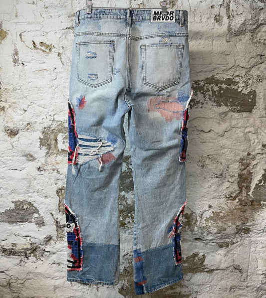 Who Decides War Stained Glass Glory Blue Denim Jeans Sz 34