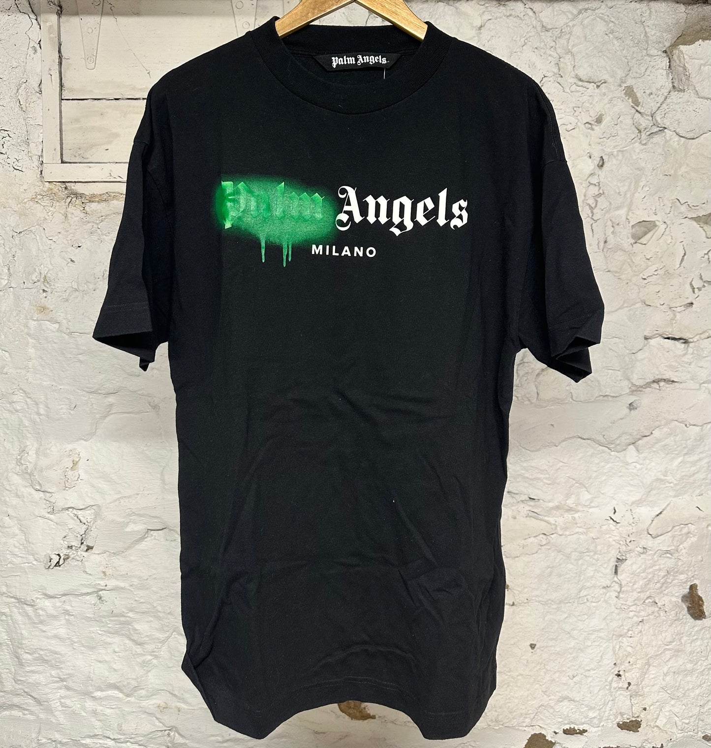 Palm Angels Green Spray Milano T-shirt Black Sz XL