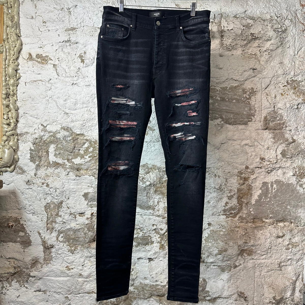 Amiri MX1 Red Tie Dye Thrasher Black Denim Jeans Sz 34