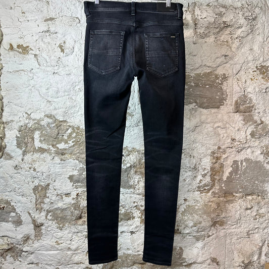 Amiri MX1 Cracked Blue Black Denim Jeans Sz 30