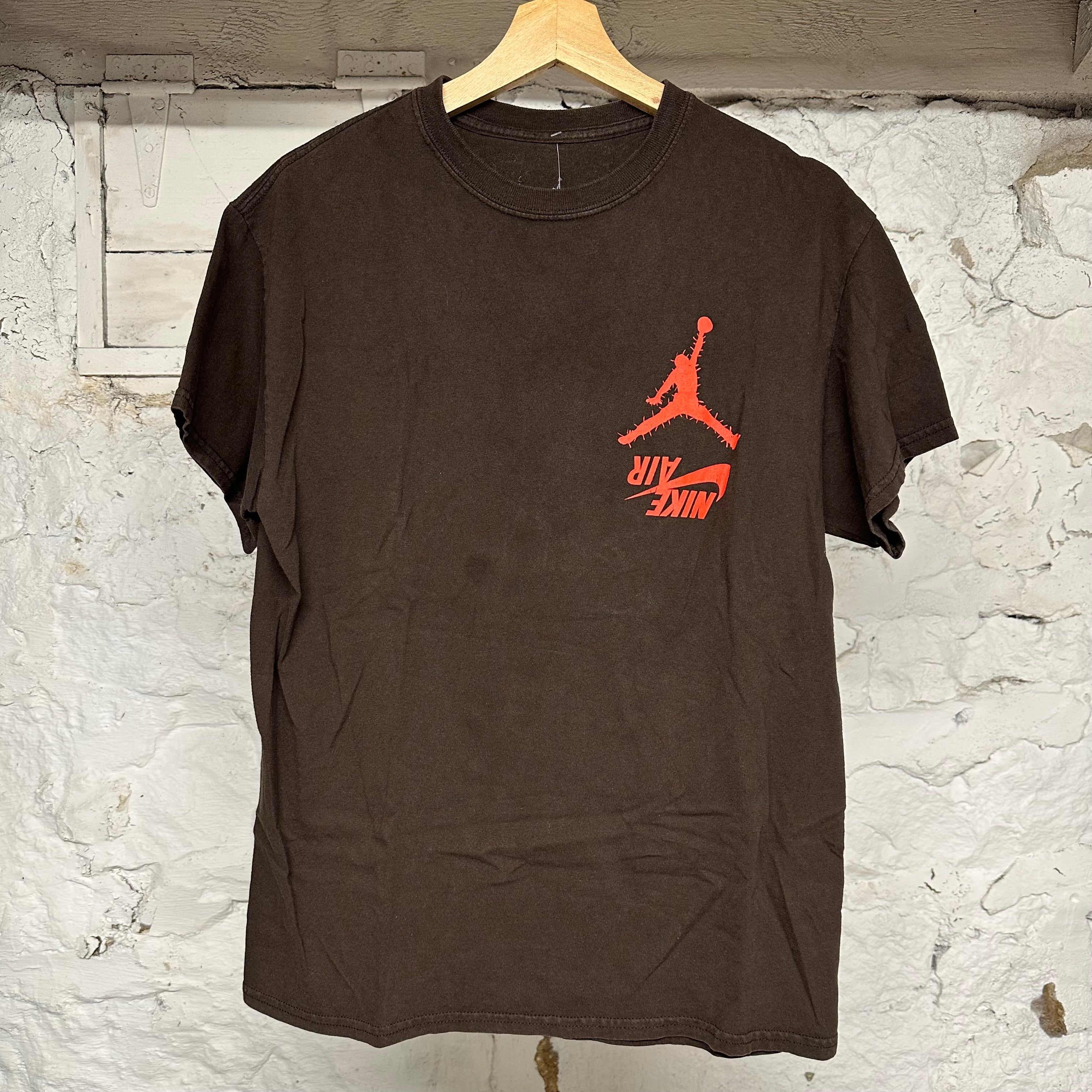 Travis Scott Jordan Brown Red T-Shirt Sz M