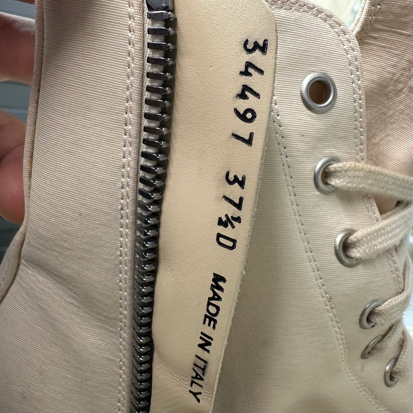 Rick Owens High Pearl Milk Sneaker Sz 5.5 (37.5)