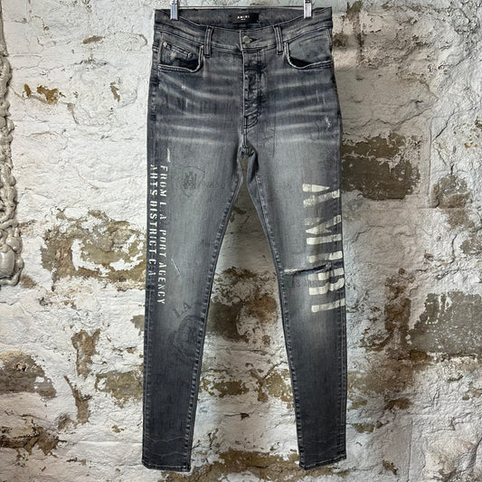 Amiri Army Stencil Grey Denim Jeans Sz 30