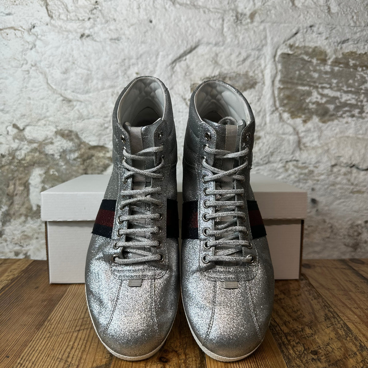 Gucci High Web Glitter Sneaker Sz 8