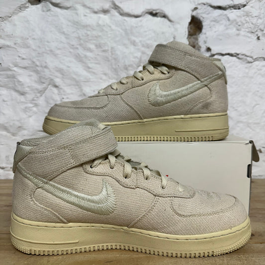 Nike Air Force 1 Mid Stussy Fossil Sz 9
