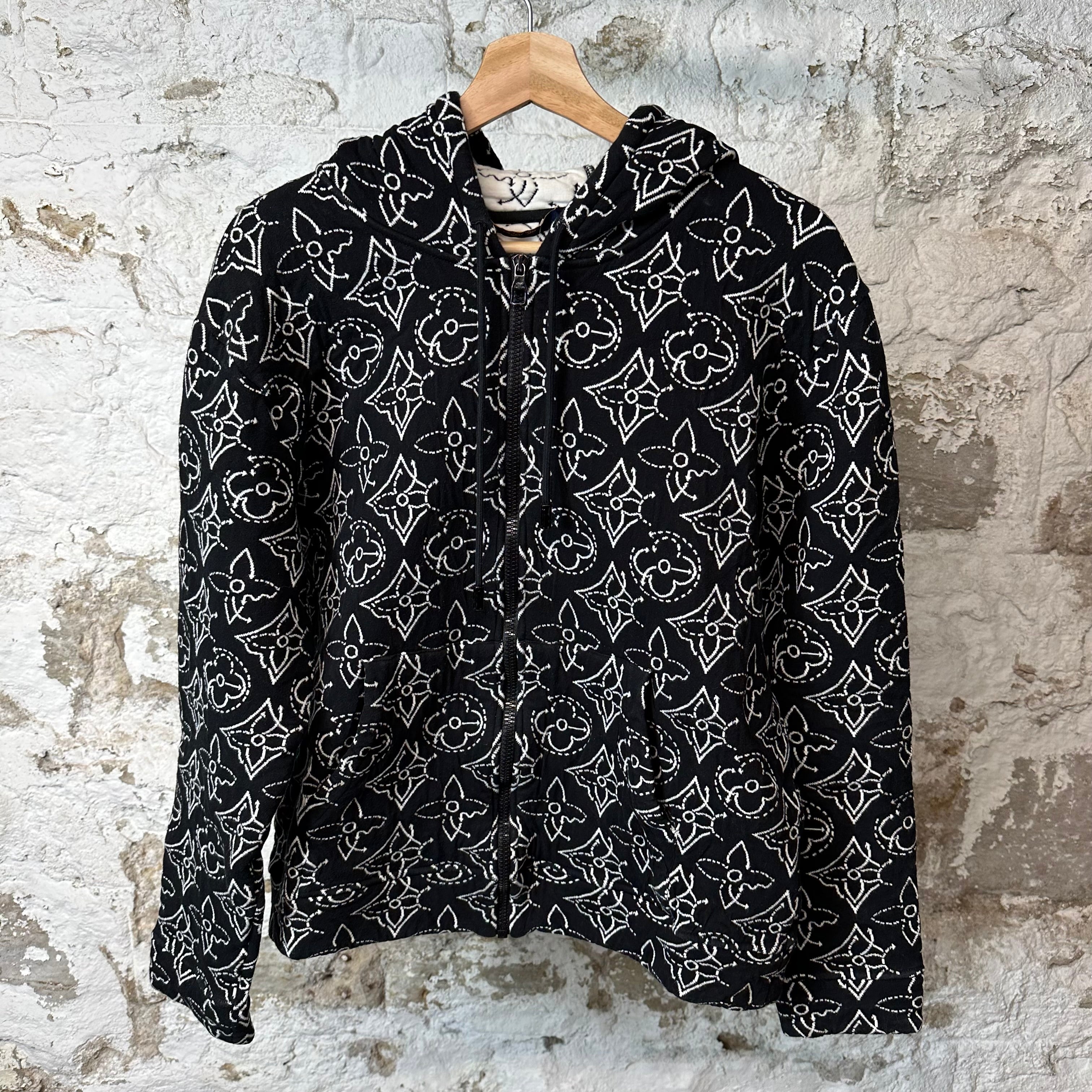 Louis Vuitton NBA White Flower Quilted Jacket Black Sz L