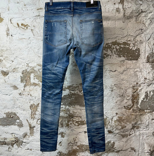 Amiri MX1 Sky Blue Cream Blue Denim Jeans Sz 31