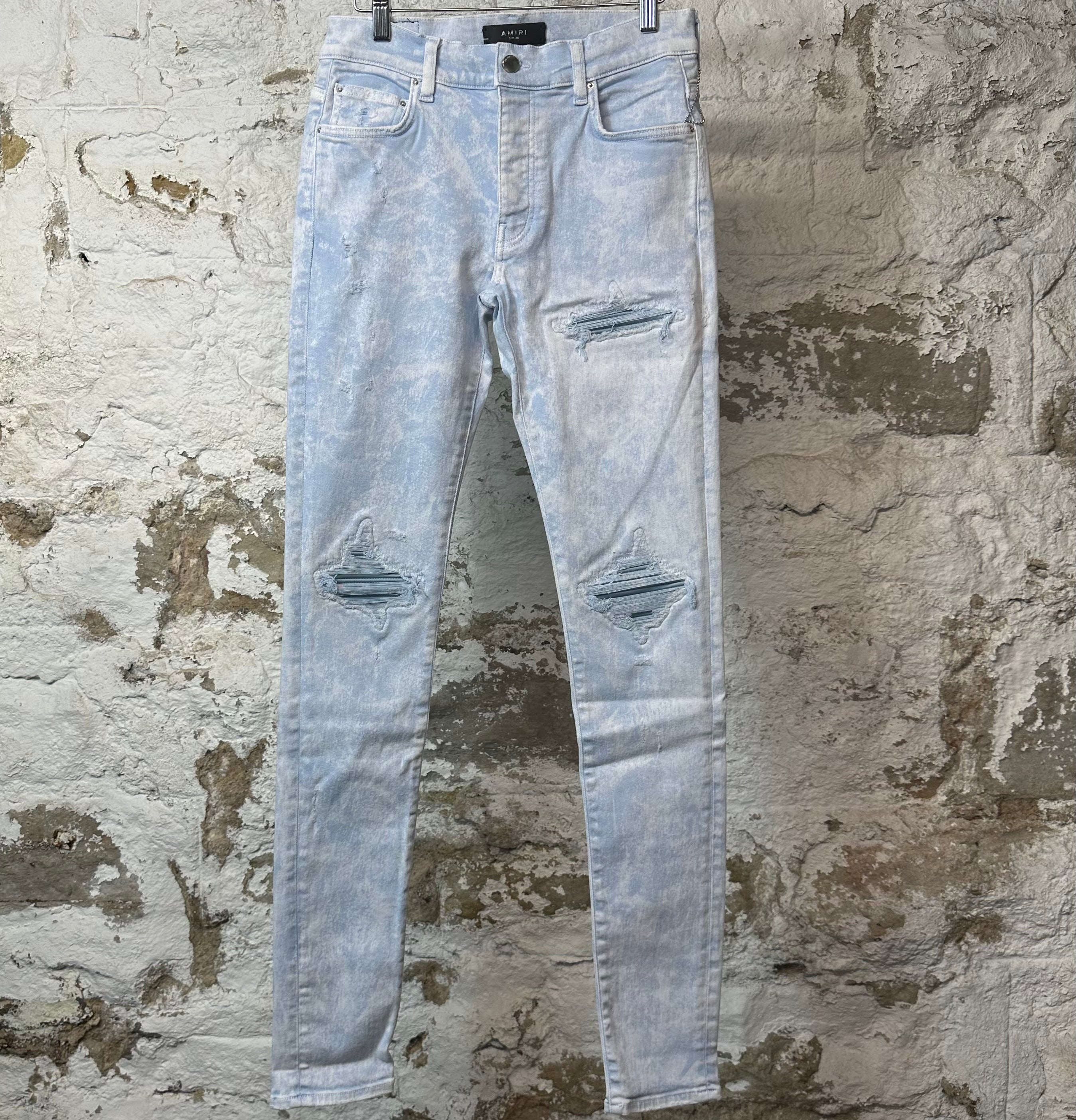 Amiri MX1 Blue Leather Mineral Wash Denim Jeans