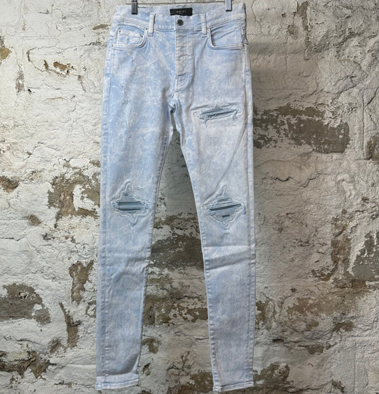 Amiri MX1 Blue Leather Mineral Wash Denim Jeans