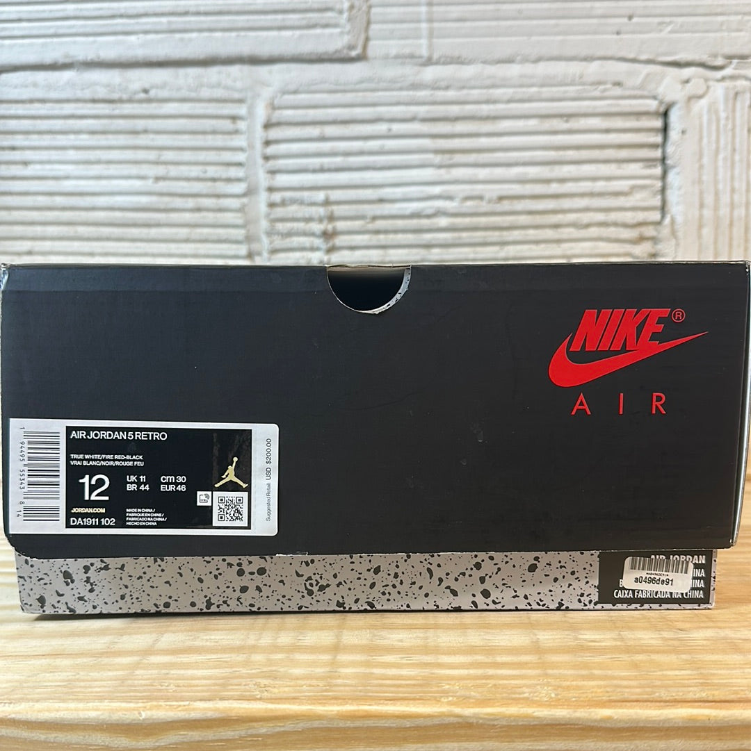 Air Jordan 5 Fire Red Silver Tongue Sz 12