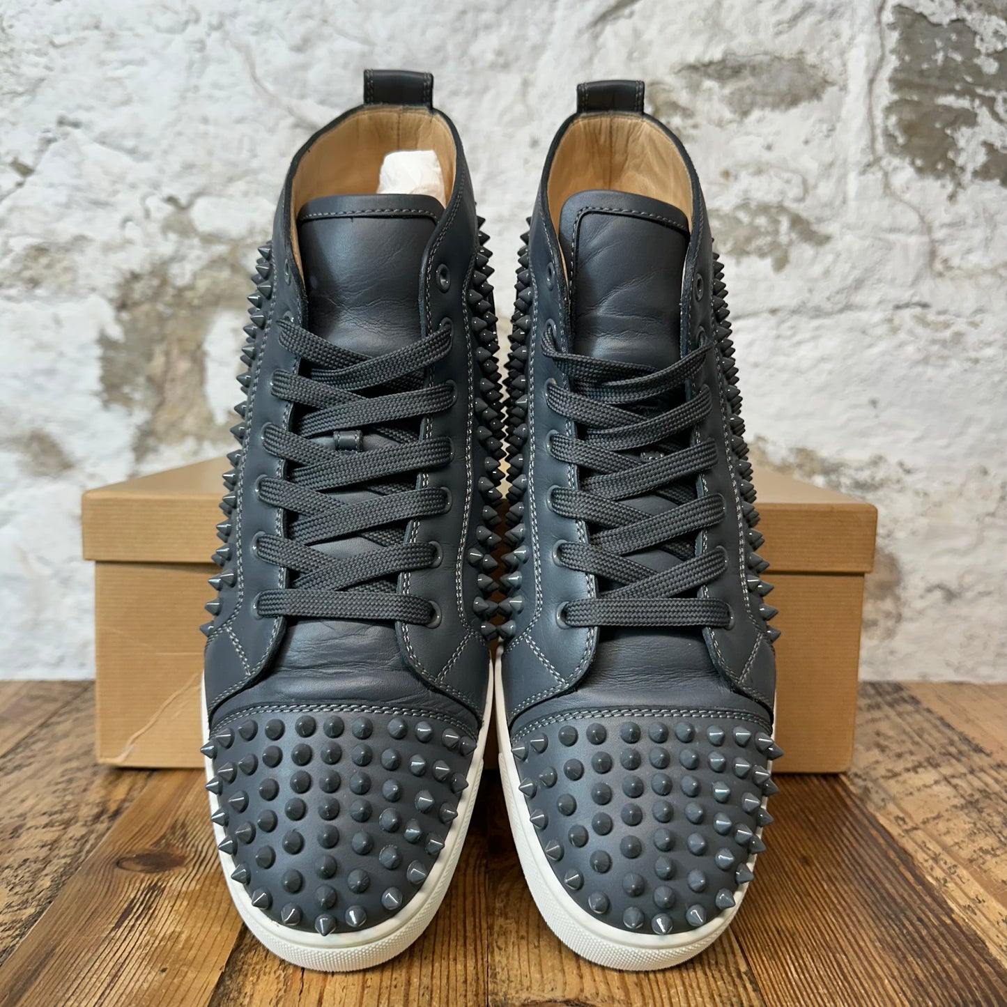Christian Louboutin High Grey Leather Spike Sneaker Sz 11 (44)