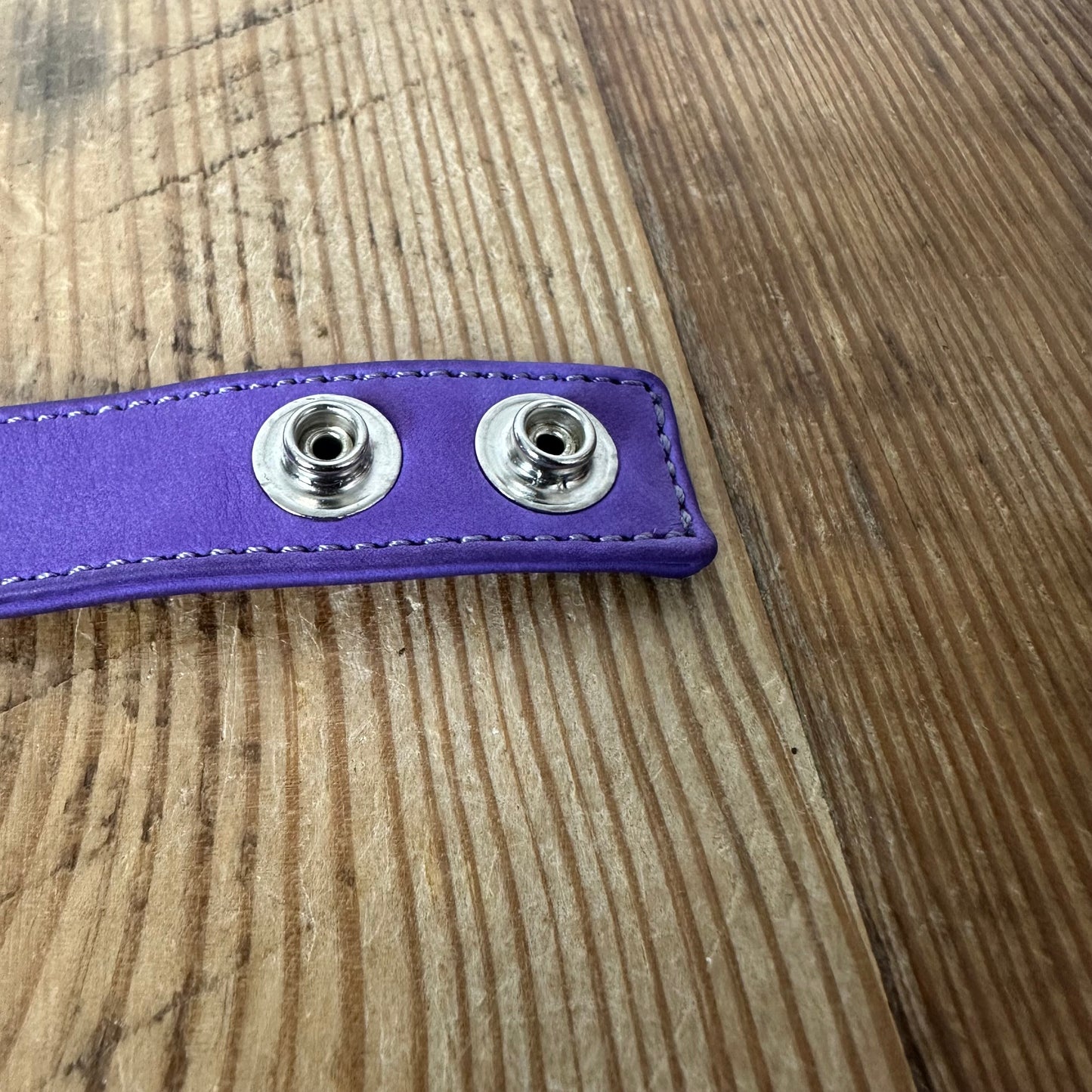 Chrome Hearts Purple Leather Cross Snap Bracelet W/ Pouch