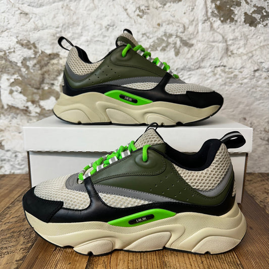 Dior B22 Olive Lime Green Cream Sneaker Sz 8 (41) No Box