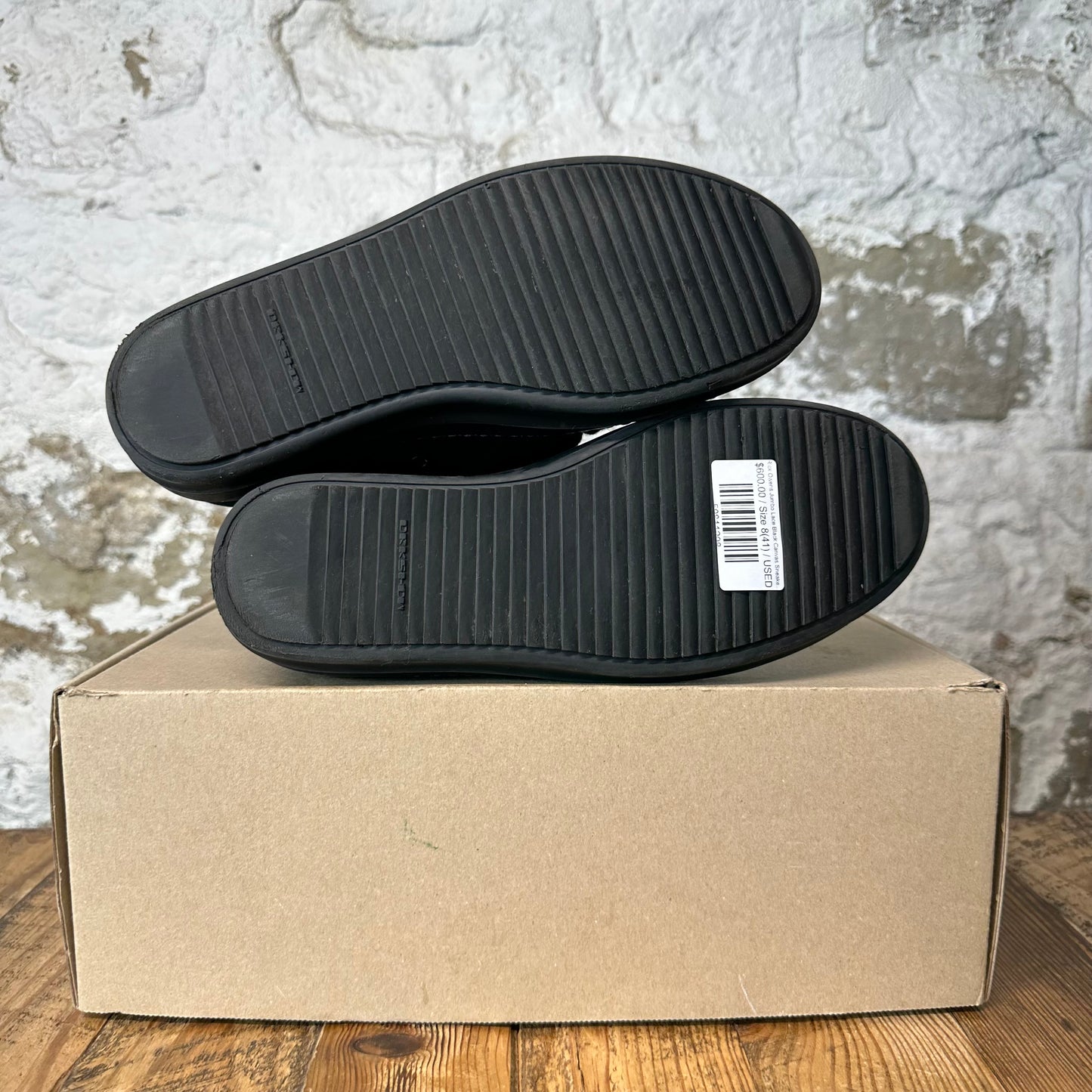 Rick Owens Jumbo Lace Black Canvas Sneaker Sz 8 (41)