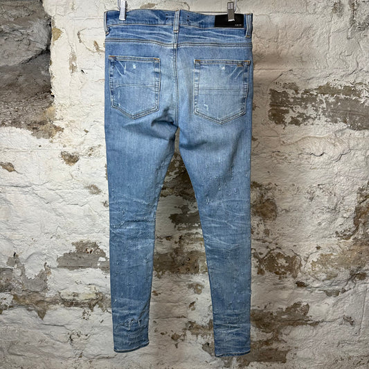 Amiri Plain Blue Crystal Shotgun Denim Jeans Sz 30
