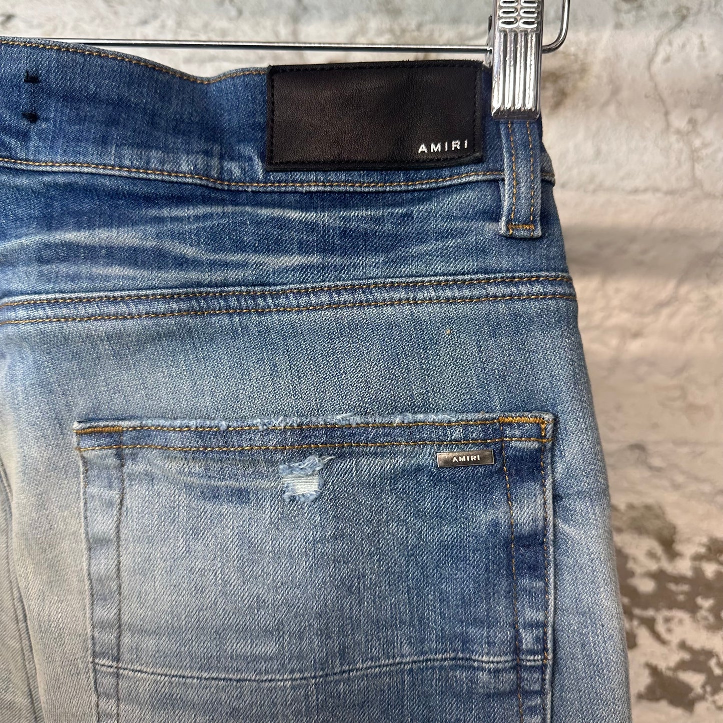 Amiri Plain Blue Honeycomb Denim Jeans Sz 33